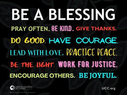 Be a Blessing graphic featuring vibrant brushstrokes and uplifting script, encouraging kindness, generosity, and spiritual action.