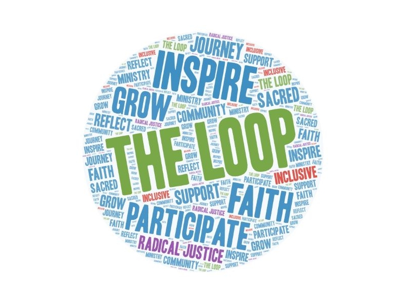 The Loop newsletter word cloud banner for Holy Covenant UCC