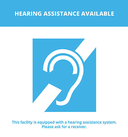 Hearing assistance devices available for use at Holy Covenant UCC.